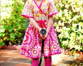 Girls Kimono Dress - Pink Garden Princess -  sizes 12-24 months, 2t, 3t, 4t, 5t, 6t, 7...by SunLoveShirts