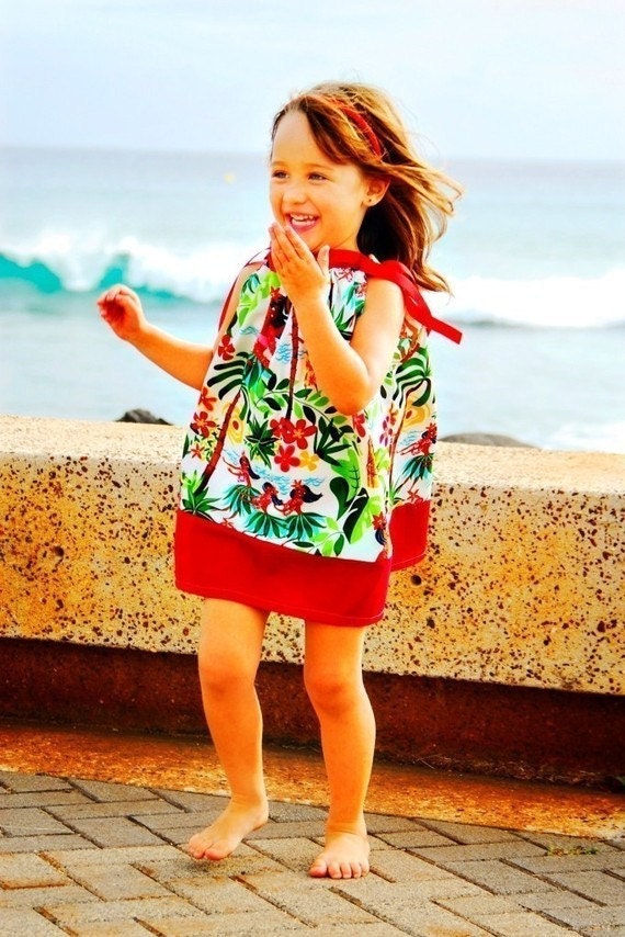 Girls Pillowcase Dress, Hula Dancers, many childrens sizes, by SunLoveShirts
