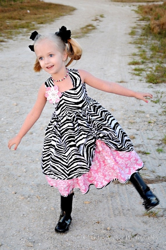 Girls Boutique Dress, Zebra Lover, sizes 6 months to 7/8, by SunLoveShirts