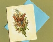 Butterfly Card, blank card, Butterfly and Bee with flowers