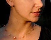 Single strand illusion necklace. Bridesmaid gift, jewelry. Shades of tangerine orange and lemon yellow. Custom wedding jewelry.