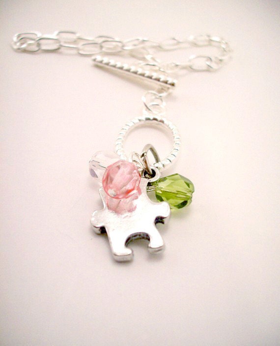Silver puzzle bracelet, fundraiser for Easter Seals. Autism fundraiser. Pick your colors, charm bracelet.