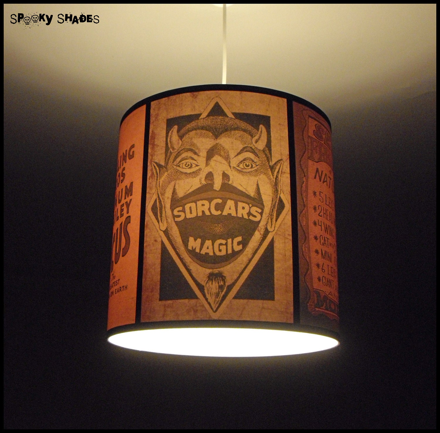 Circus Sideshow pendant lamp shade lampshade - boho decor, carnival decor, circus pendant light, bohemian decor