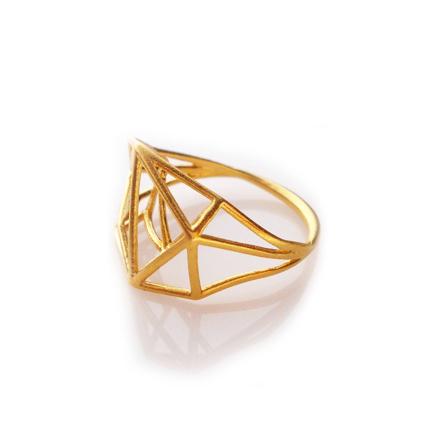 Architectural Structure Geometric Gold Ring