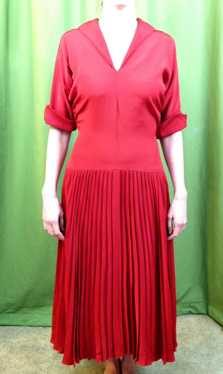 VTG 1950s drop waist red dress