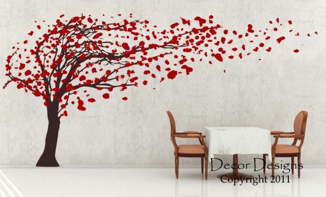 Huge Tree Blowing in the Wind Vinyl Wall Decal