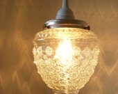 Crystal Clear Dazzling Diamonds Pressed Glass Raspberry Shaped Textured Hanging Pendant Lighting Fixture BootsNGus Lamp Design