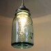 Mason Jar Light - Aqua Ocean Blue Sea Glass Modern Industrial Swag Lamp - Handcrafted Upcycled BootsNGus Hanging Pendant Lighting Fixture