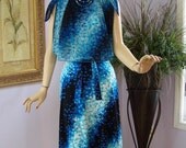 Vintage 70s Dress Jack Hartley Disco Diva Floral Print Dress