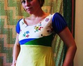 Asymmetric top babydoll floral bright primary- Sale