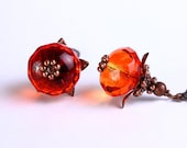 Orange Czech glass faceted rondelle with antique copper leverback READY to ship (368) - Flat rate shipping