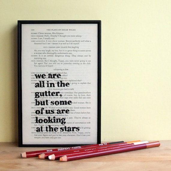 Oscar Wilde Inspirational Quote and Star Framed Altered Book Art