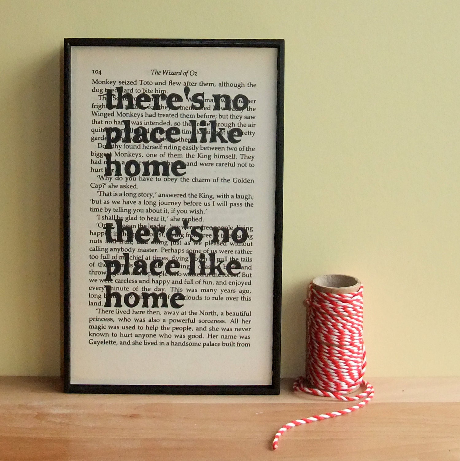 There's No Place Like Home Housewarming Gift Wizard of Oz Quote on Vintage Book Page
