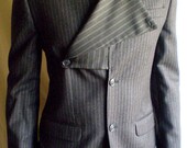 Grey wool Men's jacket pinstripe with flap Men/ new blazer / all sizes