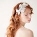 Bridal Fascinator, Head Piece, Hair Piece, Wedding Hair Accessory, ivory, gold, velvet - Leaves of Love