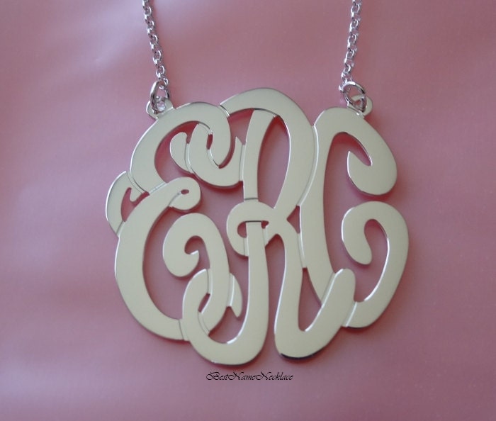 1 1/2" Pendant: Personalized Monogram necklace or pendant necklace, sterling silver