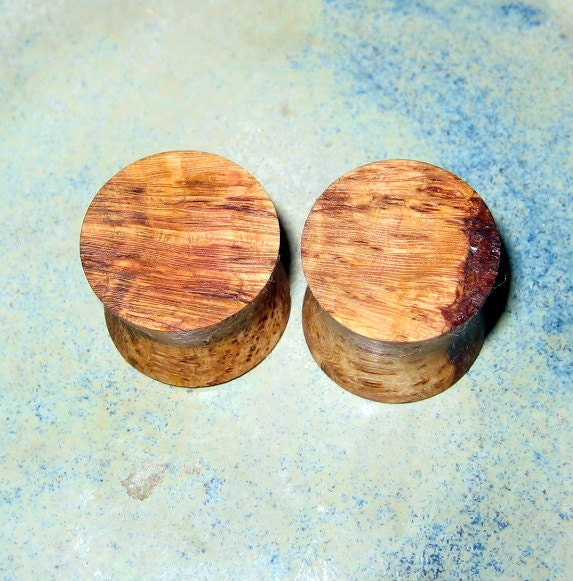AMAZING Black Cherry burl wood ear plugs, half inch gauge, hand turned, WoW