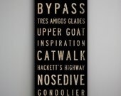 MADE TO ORDER - Custom Wall Art  Vintage Style Bus Scroll - Ready-to-Hang canvas  14x42x1.5 inches Sign Wedding Anniversary Gift