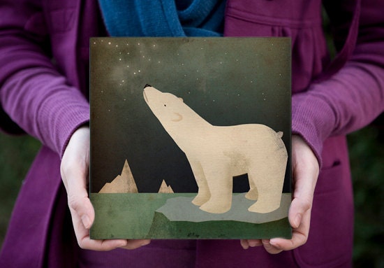POLAR BEAR CONSTELLATION - Gallery Wrapped Canvas on 8x8x1.5 inch  signed and dated