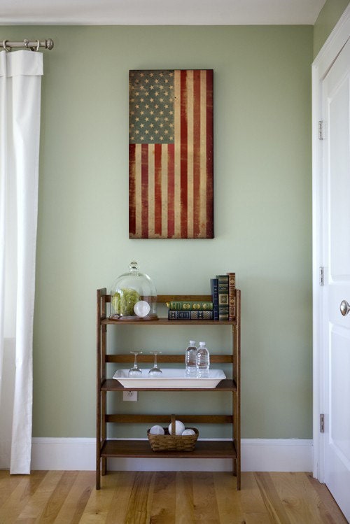 Election Day - American United States Flag Old Glory Stretched Canvas Wall Art 12x24x1.5 inches - SIGNED