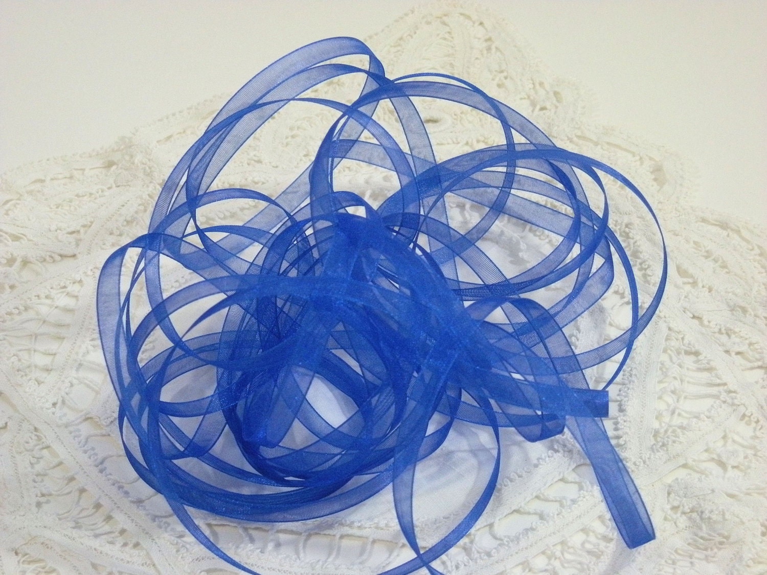 Royal Blue Shimmering Sheer 1/4 inch ribbon 5 yards, quality embellishment trim for crafts, scrapbooking and cards