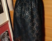 HELLOOOO BABY Chantilly Lace Vintage 50s Black Semi Sheer Pin Up Slip  S M L -on sale-