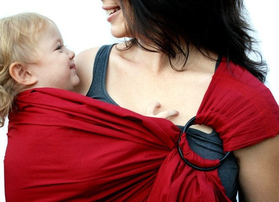 Ring Sling Baby Carrier Deep Garnet Red extra Superwide Baby Basics - Ready to Ship in Tall length