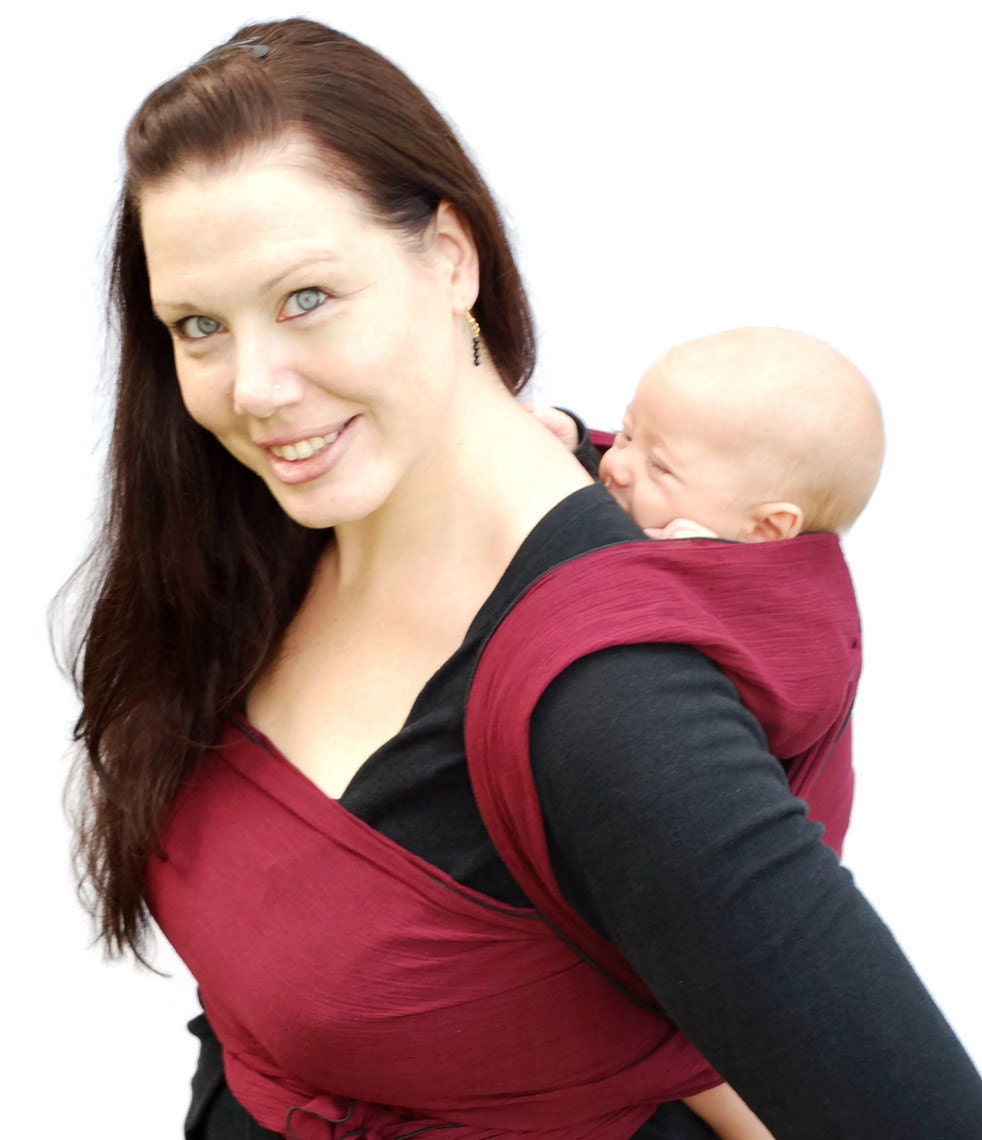 Maternity Baby Wrap Carrier Woven Cotton Gauze Burgundy BabyEtte - Non-Stretchy - Many Colors in Shop - Ready to ship