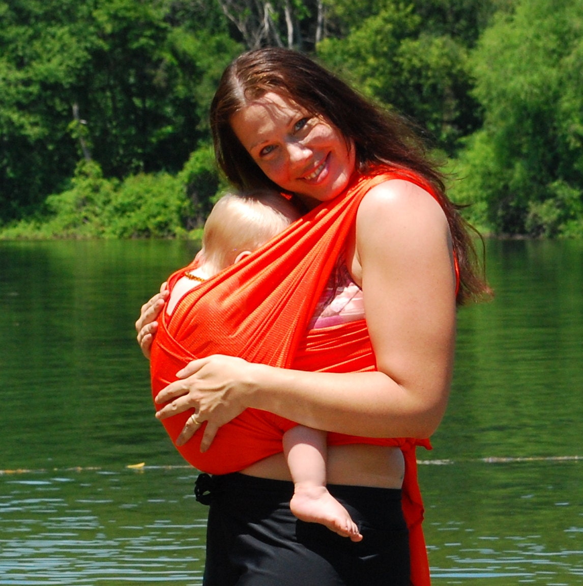 Baby Wrap Carrier Water Mesh Shimmery Orange for Pools, Beach Vacation, Shower - Made to Order