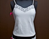 Vintage White Cotton Basic Tank "Summer Breeze" Cami Thong Set