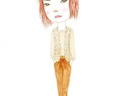 Miss Fiery Red Head and her Furry Vest  - 5 x 7 Print