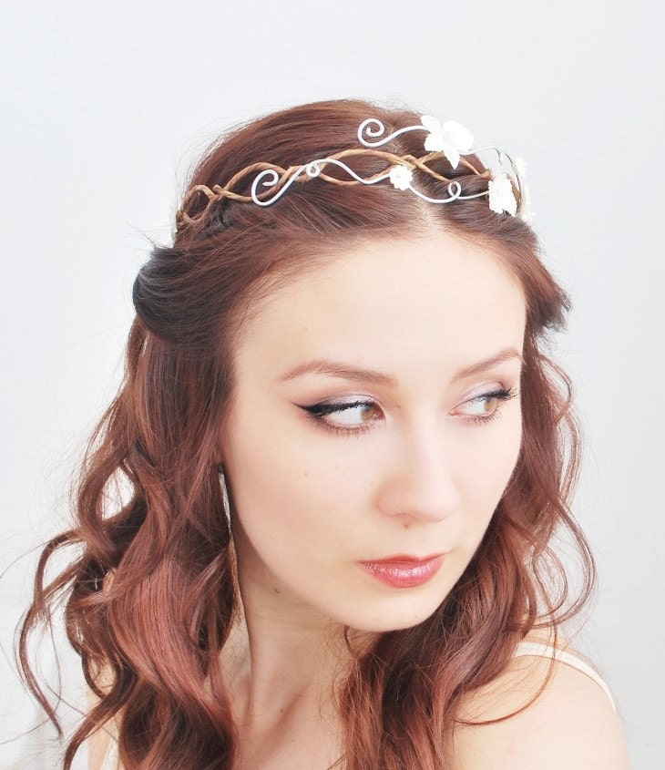 Ethereal bridal tiara, white hydrangea flower crown, hair circlet, wedding accessory - Adelaide's crown