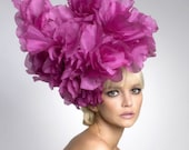 Avant Garde headpiece- Fashion hat-- Hot pink