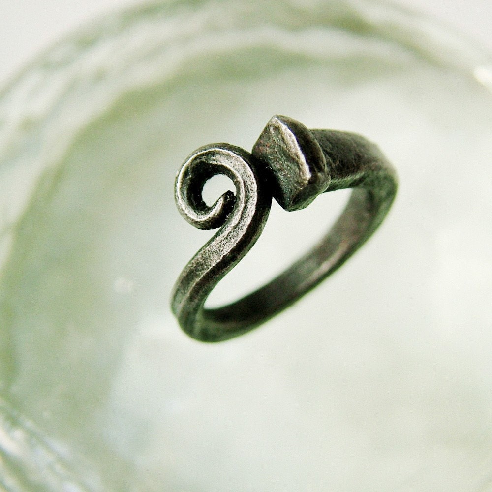 Scrolled Iron Nail Ring