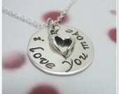 SALE -Hand Stamped Necklace - I Love You More Necklace Sterling Silver