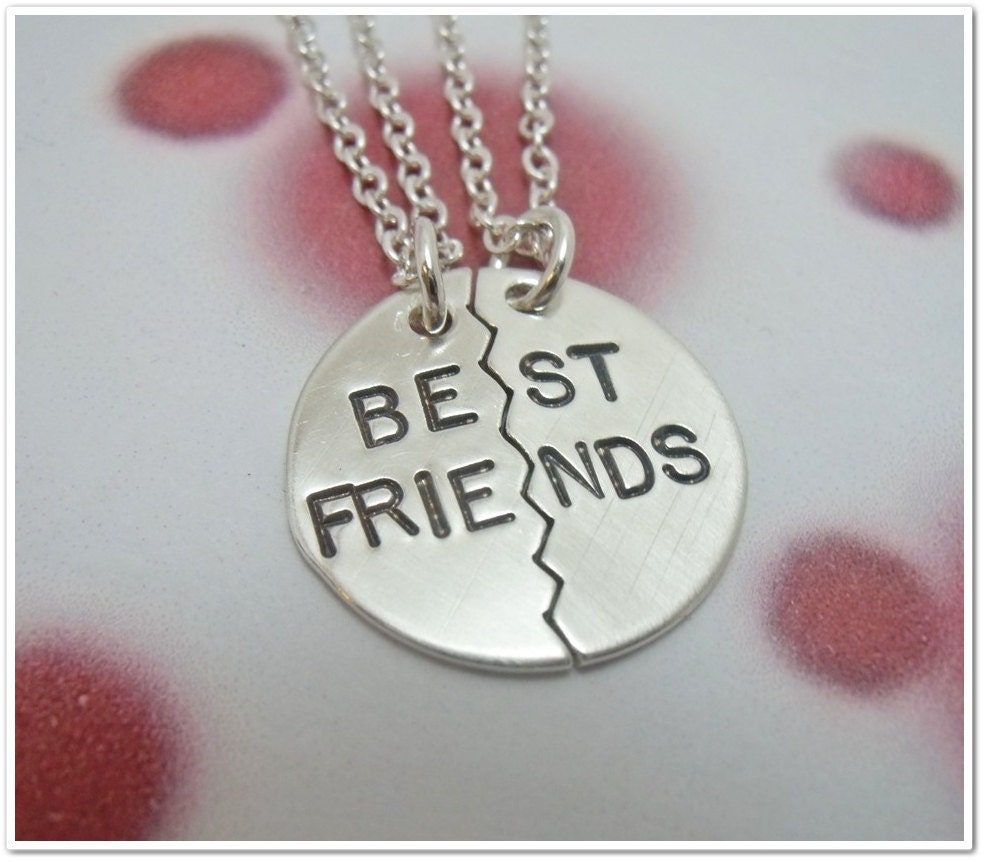 SALE -Hand Stamped Best Friend Necklace Set - Sterling Silver Personalized Necklaces