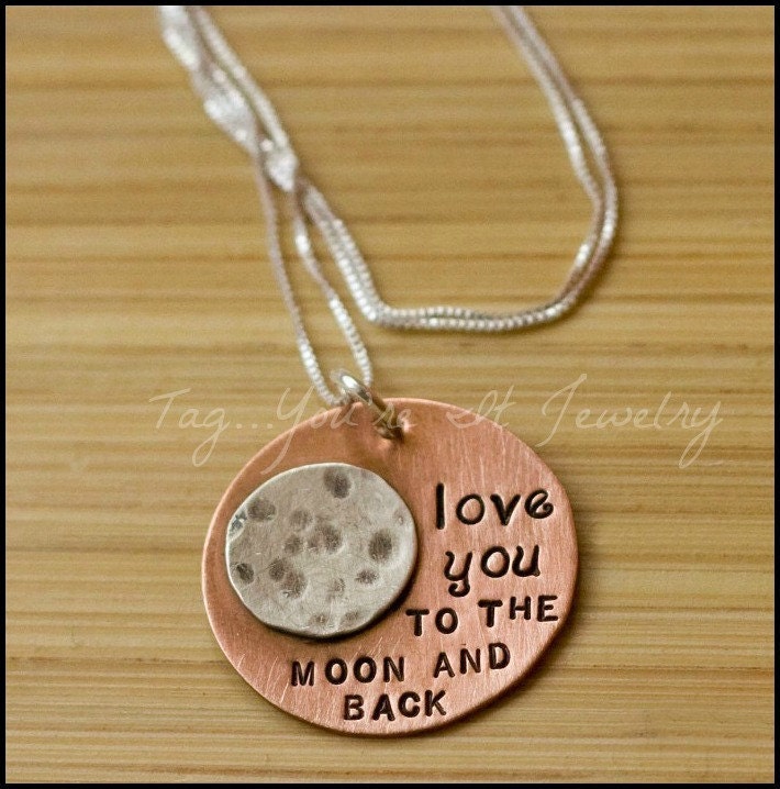 Love You To the Moon and Back Hand Stamped Necklace