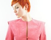 pink suede suit