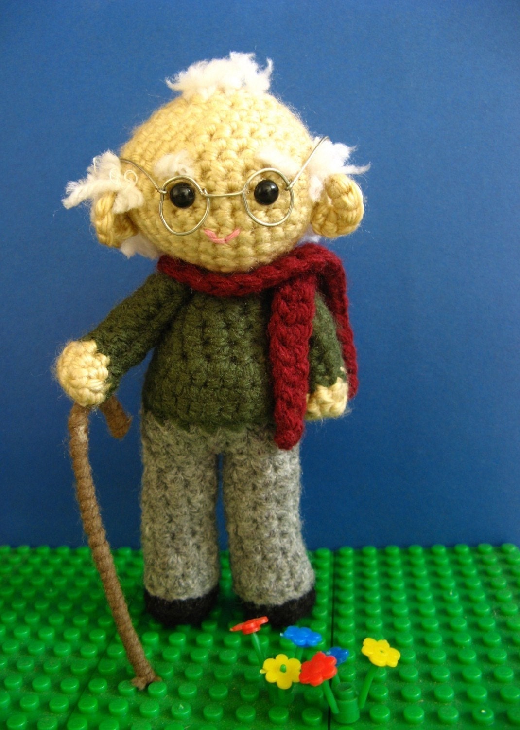 Amigurumi Grandpa or Uncle Crochet Pattern PDF handmade softie toy grandfather plush doll making DIY tutorial