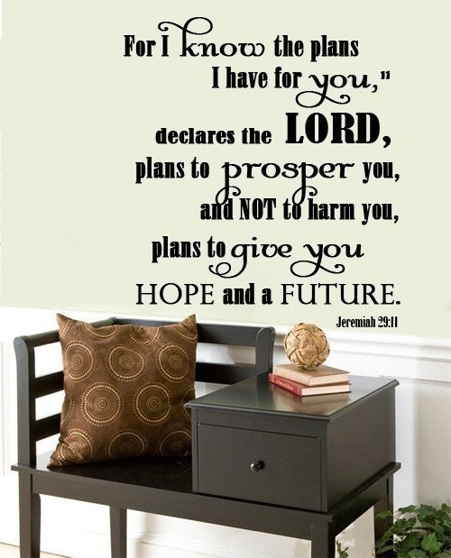 Scripture Wall Decal I know the plans I have for you JEREMIAH