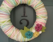 Yarn Wreath Felt Handmade Door Decoration - Candy Mix 12in