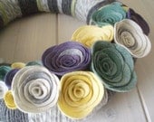 Yarn Wreath Felt Handmade Door Decoration - Cool Grey 12in