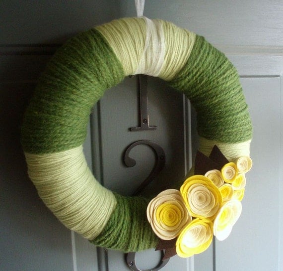 Yarn Wreath Handmade Front Door Spring/Summer - Sunshine 12in