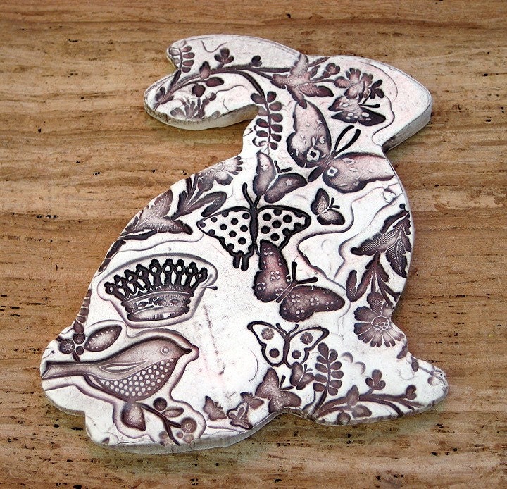 The Nature Explorer - Rabbit Wall Hanging - Ceramic Home Decor in Chocolate Brown