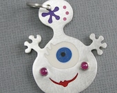 sterling silver with rubies monster pendant