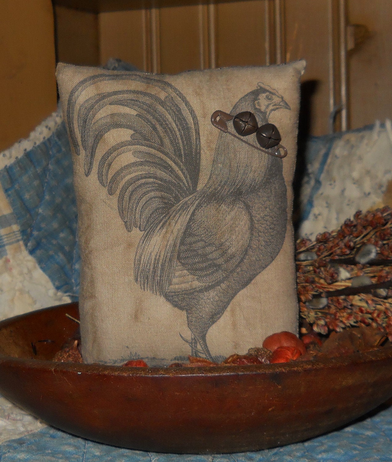 farm Rooster Tuck Primitive pillow