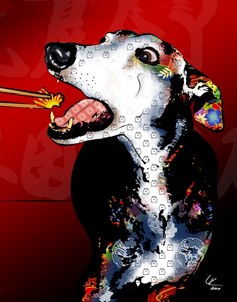 Sushi, Greyhound 11x14" Pop Art Print