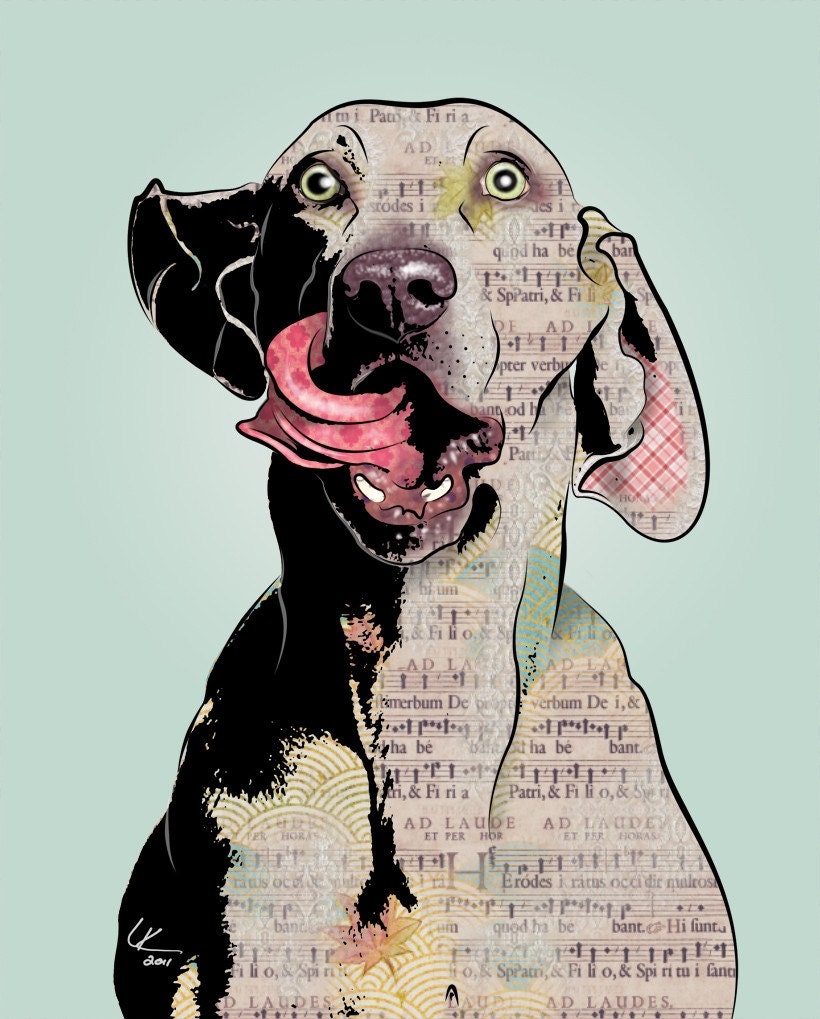 Weimaraner, 11x14" Pop Art Print, Dog Art