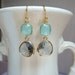 Cool Gray and Aqua Blue Glass Dangle Earrings