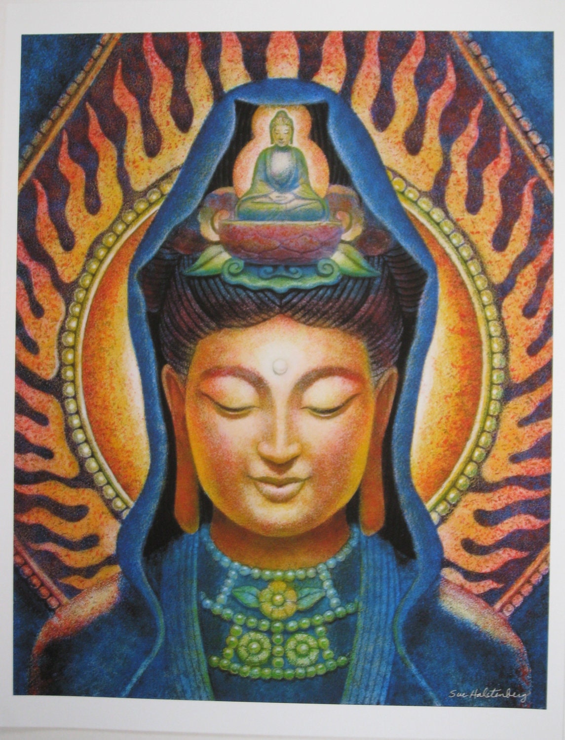 Buddhist Goddess KUAN YIN Meditation Art female Buddha poster Zen Buddhism Spiritual print of painting